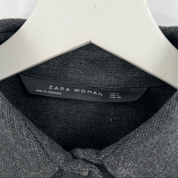 ZARA grey long sleeve collared shirt dress size M - Picture 6 of 7